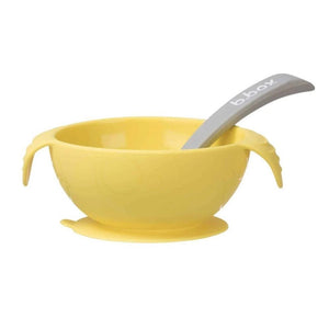b.box Feeding Set - Silicone Bowl + Spoon-Lemon Sherbet-Hello-Charlie