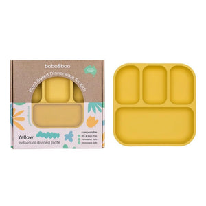 Bobo & Boo Plant Based Bento Style Kids Divided Plate - Yellow--Hello-Charlie