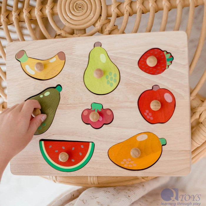 Qtoys Puzzle - Wooden Fruit Knobs-Hello-Charlie