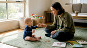 Mother offering eco-friendly teething toy