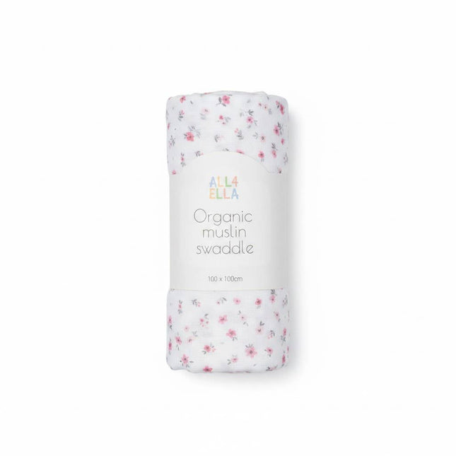 All4Ella Organic Muslin Swaddle - Pink Petal