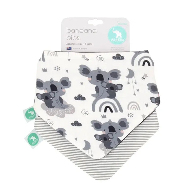 All4Ella Bandana Bibs 2pk - Koala Grey
