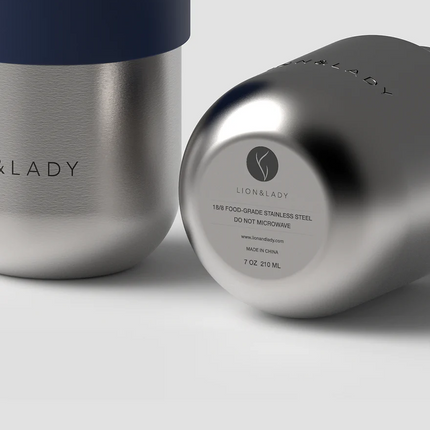Lion & Lady Stainless Steel Feeding Bottle Single 210ml - Navy