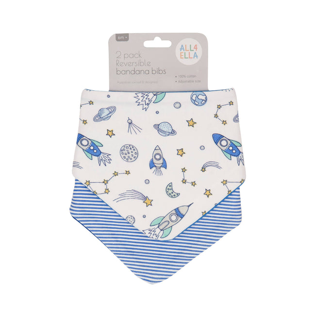 All4Ella Bandana Bibs 2pk - Blast Off