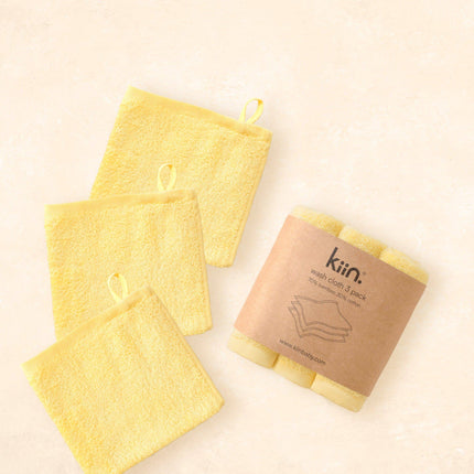 Kiin Baby Wash Cloths 3 Pack: Buttercup