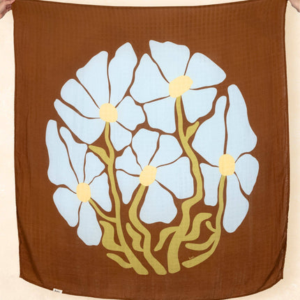 Kiin Baby Organic Muslin Swaddle - Fleur (Limited Edition): Fleur - Umber