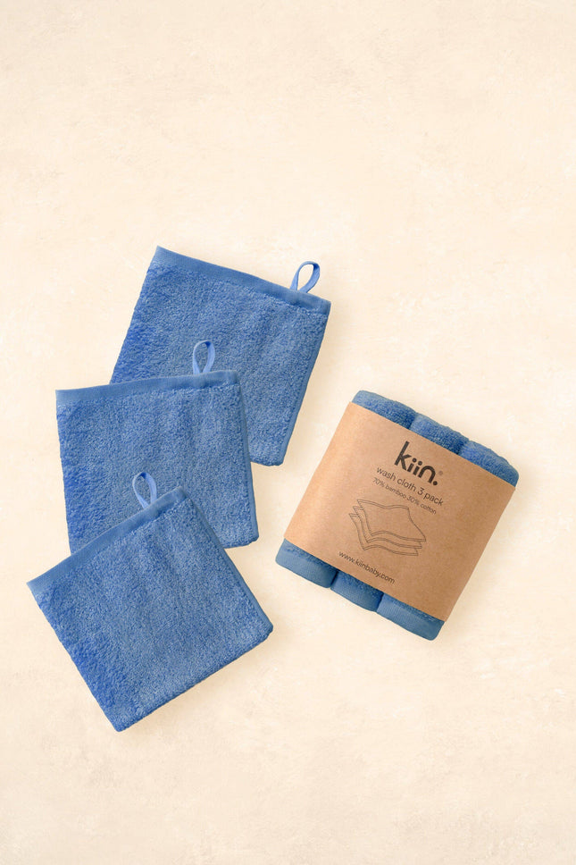 Kiin Baby Wash Cloths 3 Pack: Blue Shadow