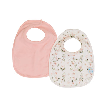 All4Ella Roll Neck Bib 2pk - Pink Flower