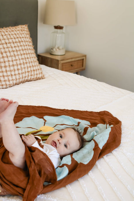 Organic Muslin Swaddle - Fleur (Limited Edition): Fleur - Umber