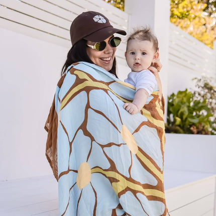 Kiin Baby Organic Muslin Swaddle - Fleur (Limited Edition): Fleur - Umber