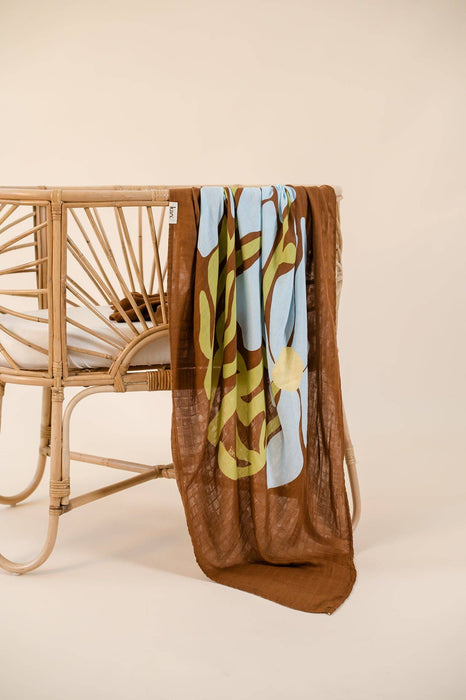 Organic Muslin Swaddle - Fleur (Limited Edition): Fleur - Umber