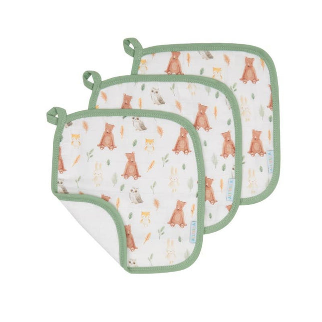 All4Ella Wash Cloths 3pk - Forest Friends