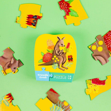 Crocodile Creek Mini Puzzle 12 pc - Kangaroo & Joey