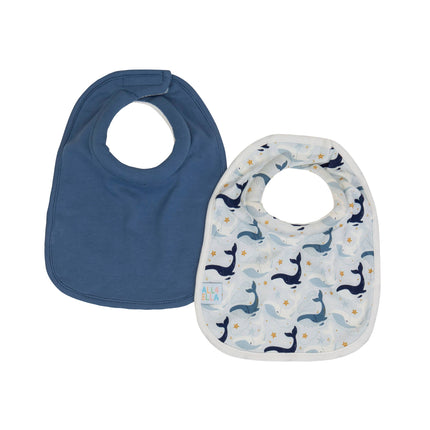 All4Ella Roll Neck Bib 2pk - Whales