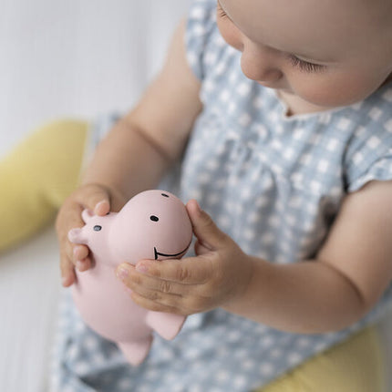 Tikiri My First Zoo Rubber Teether & Rattle - Hippo