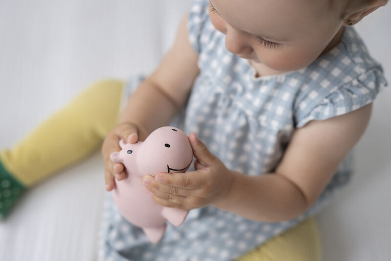 Tikiri My First Zoo Rubber Teether & Rattle - Hippo