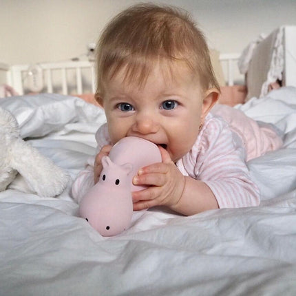 Tikiri My First Zoo Rubber Teether & Rattle - Hippo