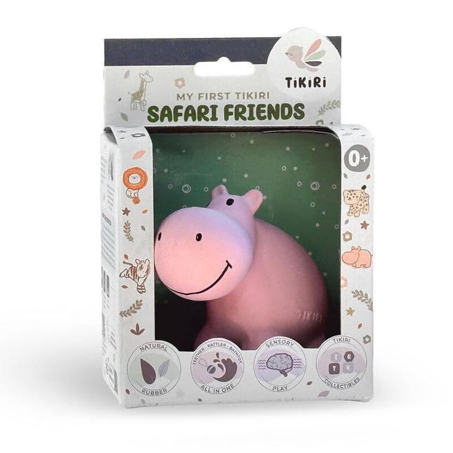 Tikiri My First Zoo Rubber Teether & Rattle - Hippo