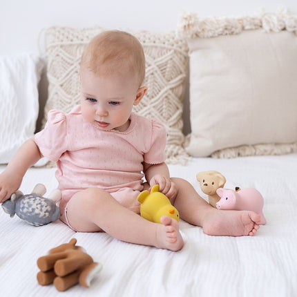 Tikiri My First Farm Natural Rubber Teether & Rattle - Pig