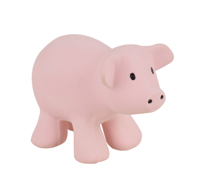 Tikiri My First Farm Natural Rubber Teether & Rattle - Pig