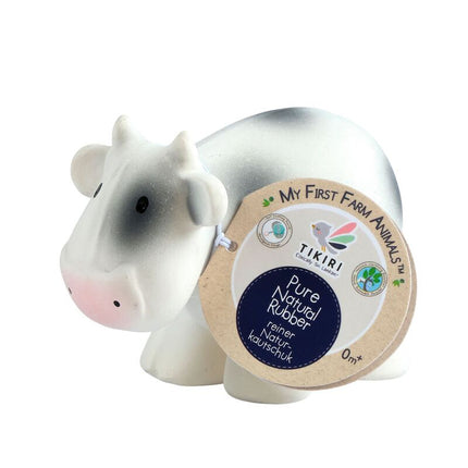 Tikiri My First Farm Natural Rubber Teether & Rattle - Cow