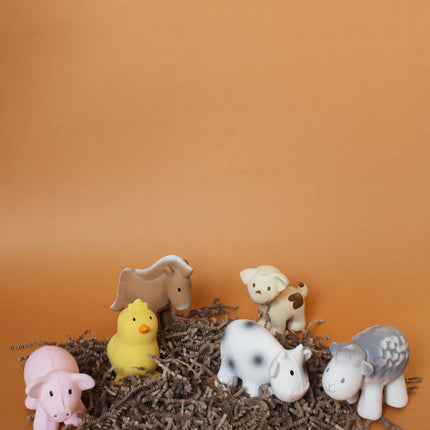 Tikiri My First Farm Natural Rubber Teether & Rattle - Cow