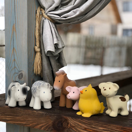 Tikiri My First Farm Natural Rubber Teether & Rattle - Puppy