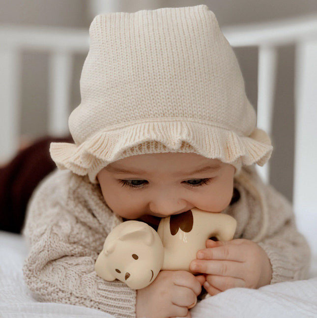 Tikiri My First Farm Natural Rubber Teether & Rattle - Puppy