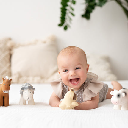 Tikiri My First Farm Natural Rubber Teether & Rattle - Puppy