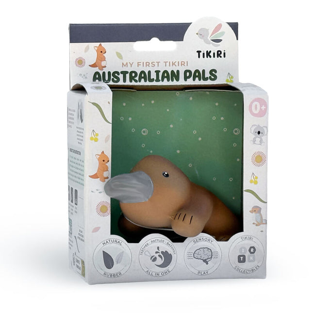 Tikiri My First Aussie Natural Rubber Teether & Rattle - Platypus