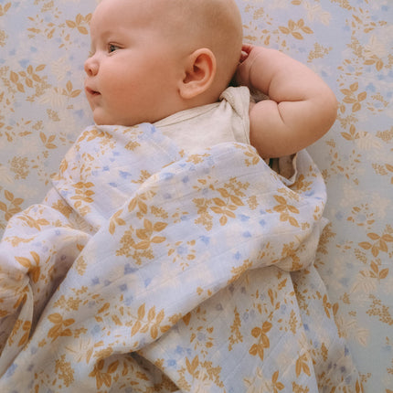 Fox & Fallow Organic Muslin Wrap - Delphinium Fox & Fallow