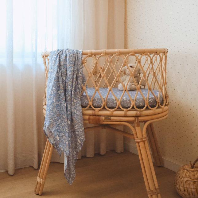 Fox & Fallow Organic Muslin Wrap - Forest Friends Cornflower Fox & Fallow