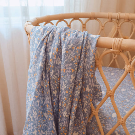 Fox & Fallow Organic Muslin Wrap - Forest Friends Cornflower Fox & Fallow