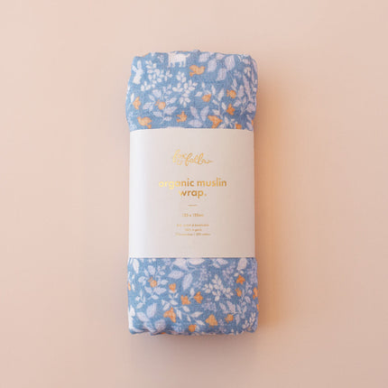 Fox & Fallow Organic Muslin Wrap - Forest Friends Cornflower Fox & Fallow