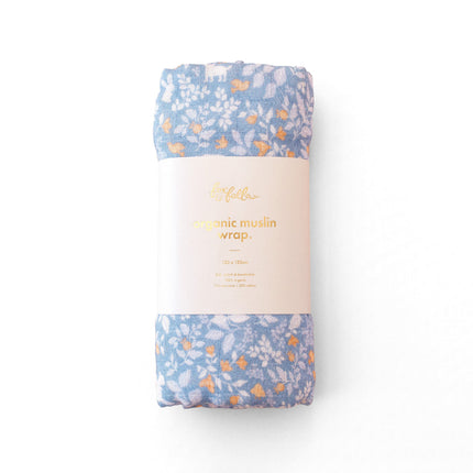 Fox & Fallow Organic Muslin Wrap - Forest Friends Cornflower Fox & Fallow