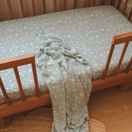 Fox & Fallow Organic Muslin Wrap - Forest Friends Sage Fox & Fallow