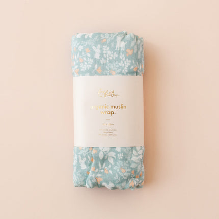 Fox & Fallow Organic Muslin Wrap - Forest Friends Sage Fox & Fallow