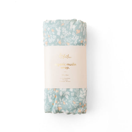 Fox & Fallow Organic Muslin Wrap - Forest Friends Sage Fox & Fallow