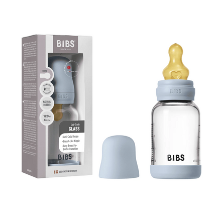 BIBS Glass Baby Bottle Complete Set 120ml Latex BIBS