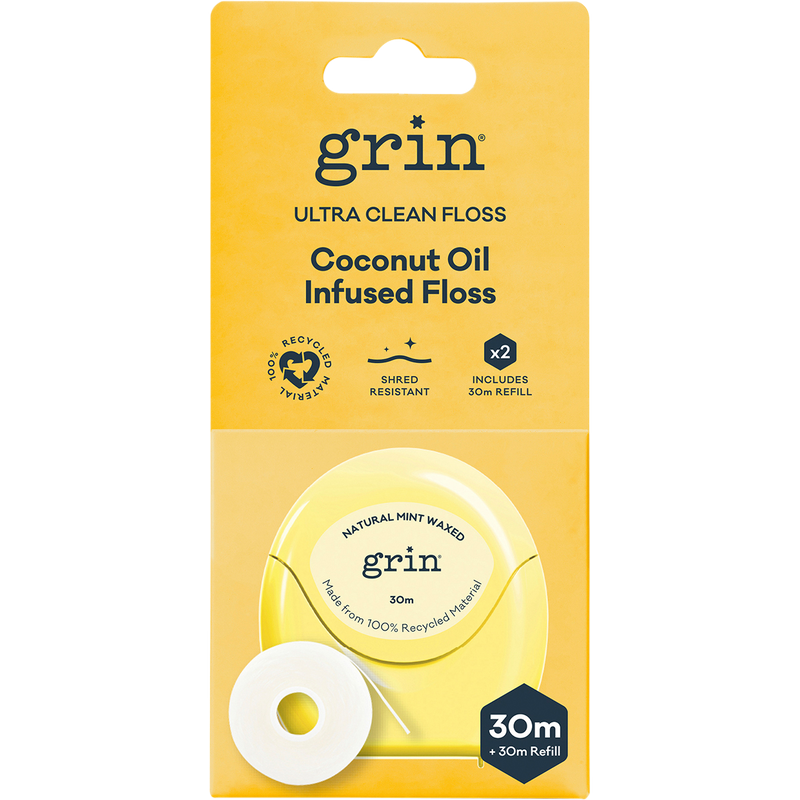 GRIN Ultra Clean Floss Coconut Oil Infused 30m + Refill-Grin-Hello Charlie
