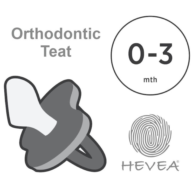 Hevea Star & Moon Pacifier - Orthodontic -Twin Pack - 0-3 Months Hevea