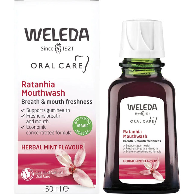 Weleda Mouthwash Ratanhia Herbal Mint Flavour 50ml-Weleda-Hello Charlie