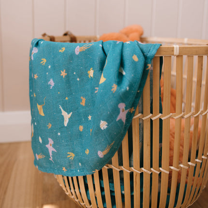Fox & Fallow Organic Muslin Wrap - Ocean Creatures Fox & Fallow