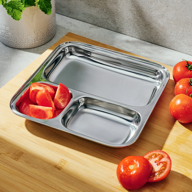DALCINI™ Stainless Large 3-Section Divided Tray