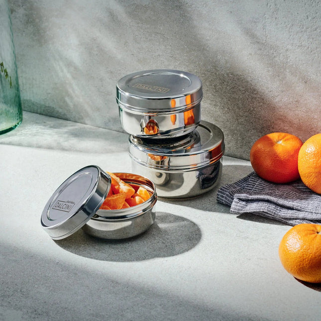 DALCINI™ Stainless Round Snack Trio Mix of 3 Containers Dalcini Stainless