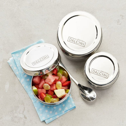 DALCINI™ Stainless Round Snack Trio Mix of 3 Containers Dalcini Stainless