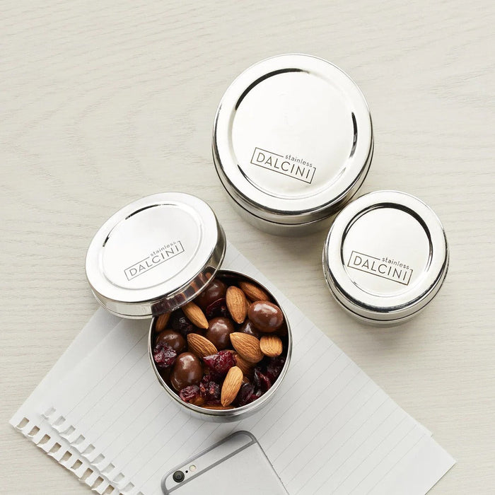 DALCINI™ Stainless Round Snack Trio Mix of 3 Containers Dalcini Stainless