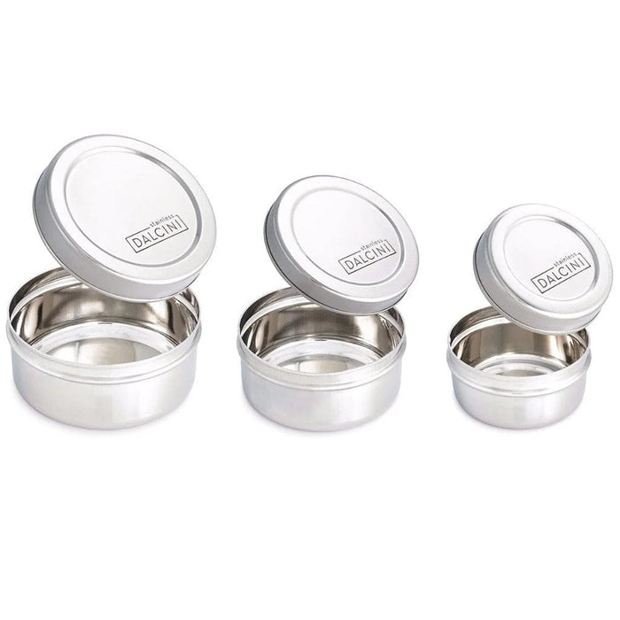 DALCINI™ Stainless Round Snack Trio Mix of 3 Containers Dalcini Stainless