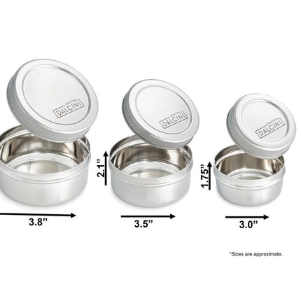 DALCINI™ Stainless Round Snack Trio Mix of 3 Containers Dalcini Stainless