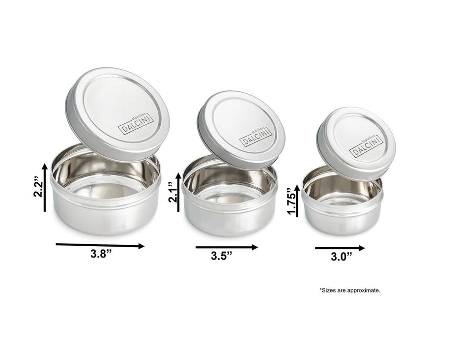 DALCINI™ Stainless Round Snack Trio Mix of 3 Containers Dalcini Stainless